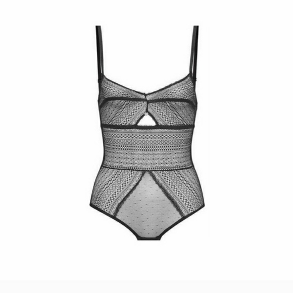 Sam Edelman Tops - Sam Edelman Lace & Mesh Bodysuit